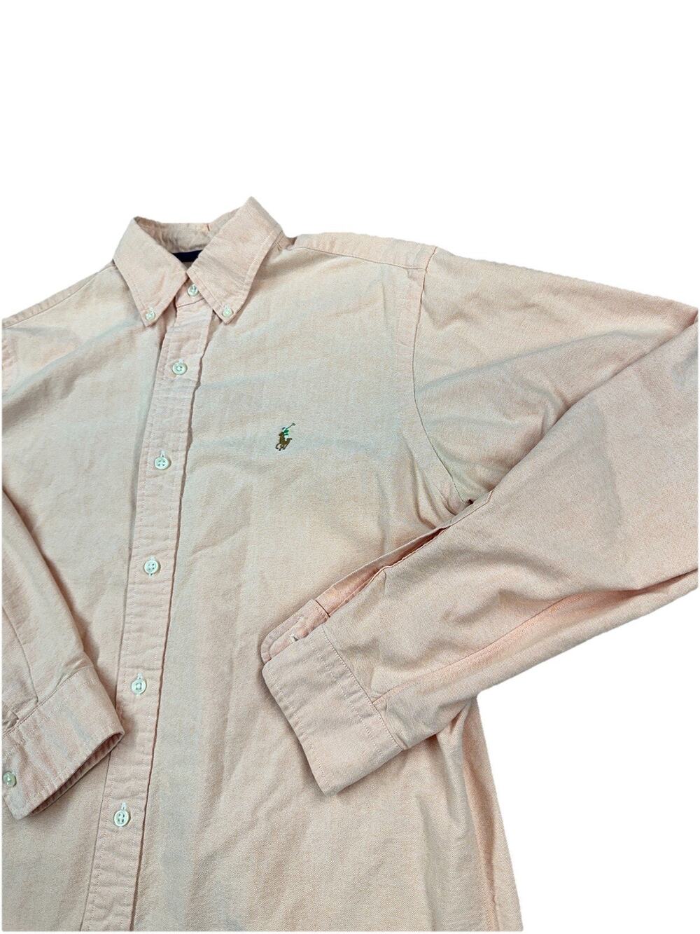 Polo Ralph Lauren Slim Fit Oxford Shirt Mens Medium Pink Peach Button Down Pony